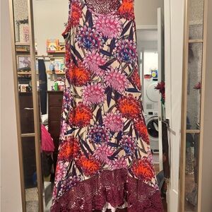 Cupio Floral Midi Dress - Red, Purple, Cream